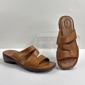 Dr. Scholl's Shoes Womens 7.5 Brown San Remo Leather Slide Sandals Wedge